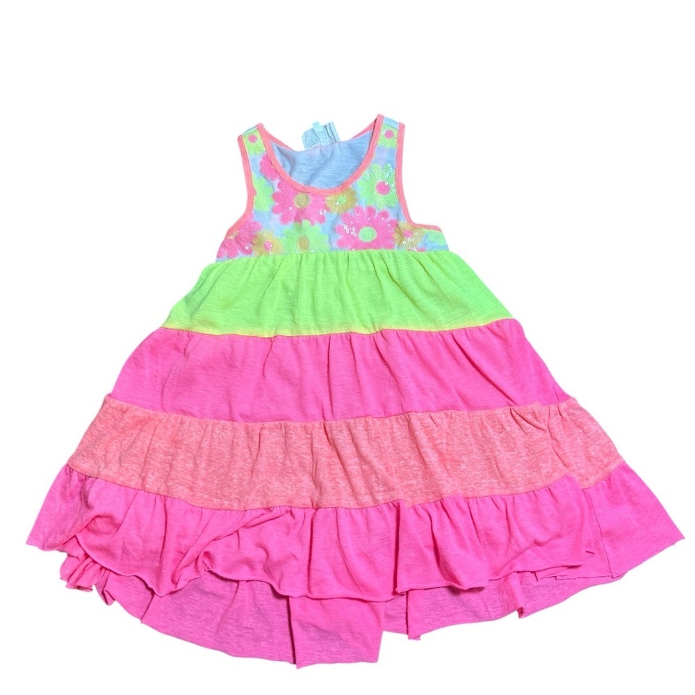Hannah Banana Girls Colorful Tiered Sleeveless Dress Size 4